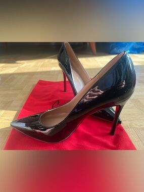 Black Patent Leather Pointed Toe High Heel Pumps Louboutin 10 cm